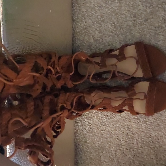Medium brown faux suede gladiator sandals - Picture 1 of 8